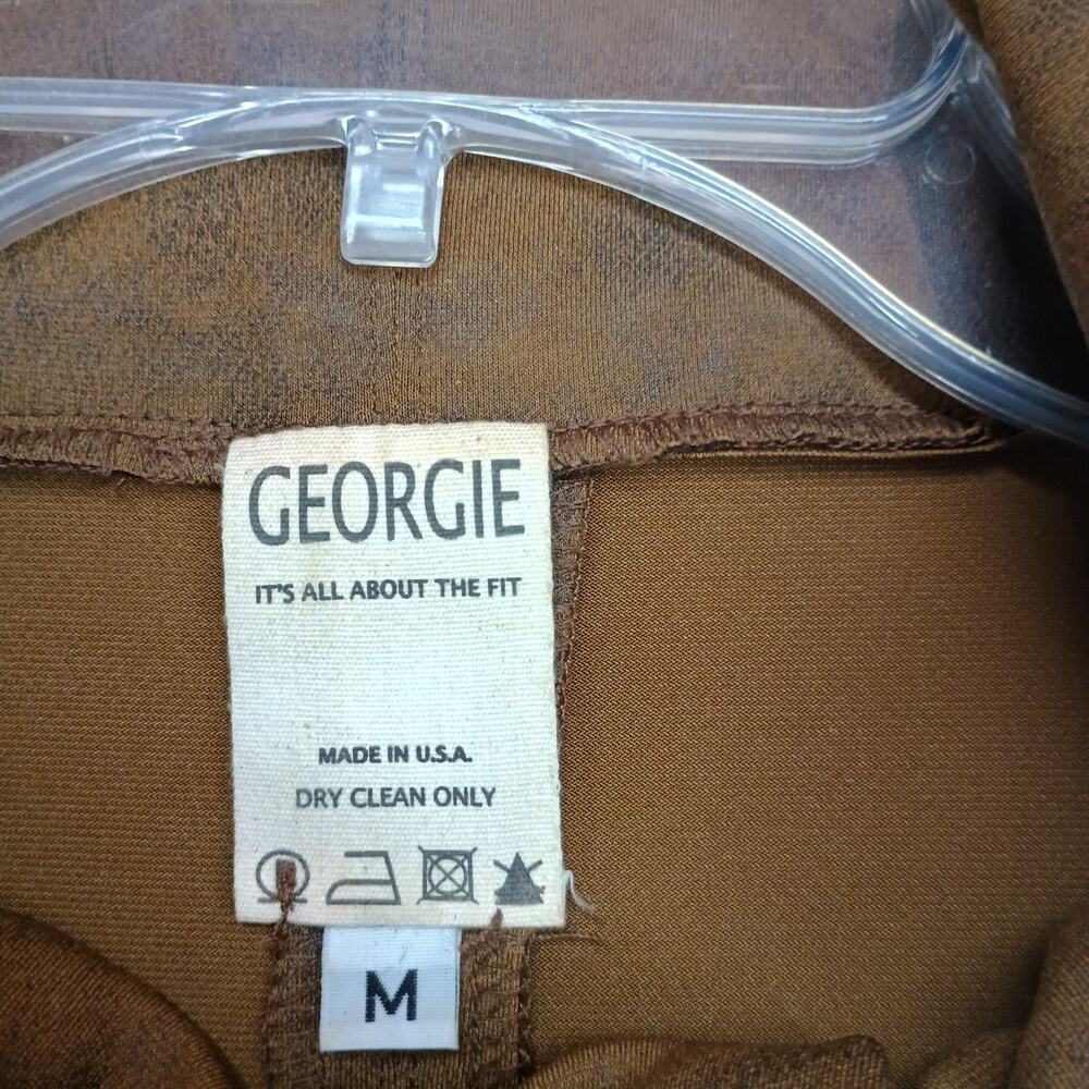 Georgie Sz Med. Brown Distressed Faux Leather Moto Jacket Collar Bikercore - Picture 5 of 10